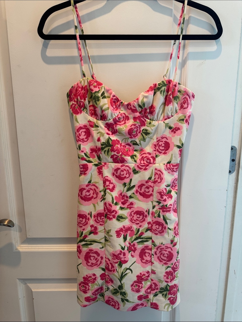 Zara Pink Rose Floral Corset Bustier Mini Dress XS